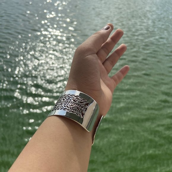 Silver bracelet cuffs handmade - Picture 5 of 6